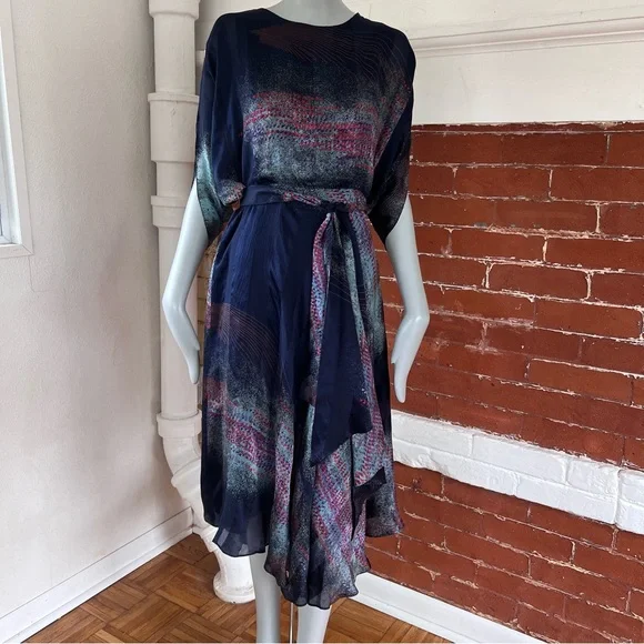 Vintage The Silk Farm 80’s Silk Midi Dress - Picture 2 of 16